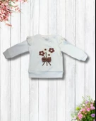 Çiçekli Volanlı Kol Aylık Kız Bebek Takım (Kahve) - 3