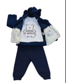 Peluş Montlu Erkek Bebek Takım (Lacivert) thumbnail 2
