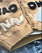 Erkek Bebek Aylık Hırka Gömlek Pantolon ve Papyonlu Nakışlı Takım (Krem) - 6