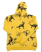 Dinozor Baskılı Kapüşonlu Erkek Çocuk Sweatshirt (Sarı) - 1
