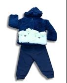 Peluş Montlu Erkek Bebek Takım (Lacivert) thumbnail 1