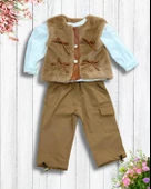 Kız Bebek Aylık Pantolonlu Peluş Yelek Penye Sweat Takım thumbnail 2