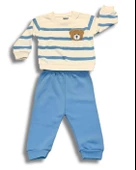 Çizgili Bear Baskılı Erkek Bebek Takım (Mavi) thumbnail 1