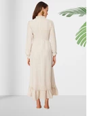 Volanlı Kareli Esnek Uzun Elbise thumbnail 4