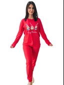 Baskılı Pamuk Kadın Yeni Yıl Pijama Takımı (Noel Baba) thumbnail 1
