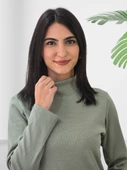 Boğazlı Düz Swaetshirt (Yeşil) thumbnail 4