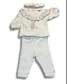 Volanlı Kol Baskılı Kız Bebek Takım (Eflatun) thumbnail 1