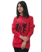 Baskılı Kapüşonlu Swaetshirt (Kırmızı) thumbnail 1