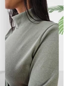 Boğazlı Düz Swaetshirt (Yeşil) thumbnail 5