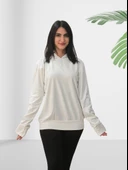 Düz Kapüşonlu Swaetshirt (Beyaz) thumbnail 4