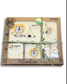 Organik 10 Parça Aslan Nakışlı Bambu Yenidoğan Hastane Çıkışı Seti thumbnail 3