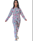 Flamingo Desenli Kadın Polar Peluş Pijama Takımı (Yeşil) thumbnail 1