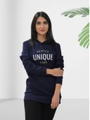 Unique Baskılı Kapüşonlu Swaetshirt (Lacivert) thumbnail 2
