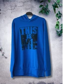 Baskılı Kapüşonlu Swaetshirt (Mavi) thumbnail 5