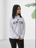 New York Baskılı Kapüşonlu Swaetshirt (Beyaz) thumbnail 3