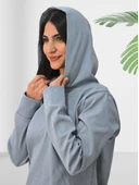 Düz Kapüşonlu Swaetshirt (Gri) thumbnail 4