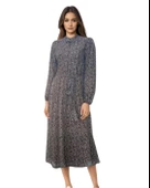 Şifon Astarlı Leopar Desenli Uzun Elbise thumbnail 1