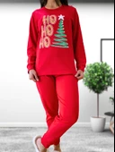 Baskılı Pamuk Kadın Yeni Yıl Pijama Takımı (Ho Ho Ho)) thumbnail 3