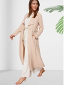 Düz Esnek Keten Karışım Kimono thumbnail 2