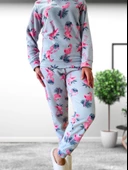 Flamingo Desenli Kadın Polar Peluş Pijama Takımı (Yeşil) thumbnail 5