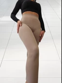 Yüksek Bel Toparlayıcı ve Sıkılaştırıcı Likralı Fitilli Şardonlu Tayt (S. Kahve) thumbnail 6