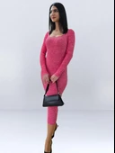 Fitted Kesim Pembe Mango Model Elbise - 4