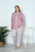 Limissi Viskon Büyük Beden Desenli Melisa Pudra Pijama Takımı %100 Pamuk - 2