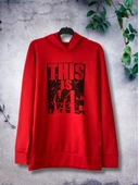 Baskılı Kapüşonlu Swaetshirt (Kırmızı) thumbnail 5