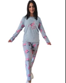 Happy Days Flamingo Desenli Kadın Polar Peluş Pijama Takımı (Yeşil) thumbnail 1