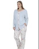 Limissi Viskon Büyük Beden Desenli Melisa Gri Pijama Takımı %100 Pamuk thumbnail 1