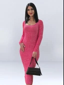 Fitted Kesim Pembe Mango Model Elbise - 3