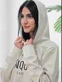 Unique Baskılı Kapüşonlu Swaetshirt (Krem) thumbnail 4