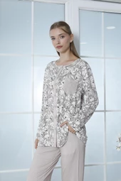 Limissi Viskon Desenli Vizon Pijama Takımı %100 Pamuk - 2