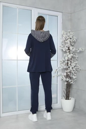 Limissi Viskon Lacivert Kapişonlu Eşofman Takımı %100 Pamuk thumbnail 4