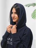 Auntie Baskılı Kapüşonlu Swaetshirt (Lacivert) thumbnail 4