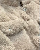 Düğmeli Dik Yaka Peluş Polar Baskılı Kız Çocuk Mont (Taba) - 6