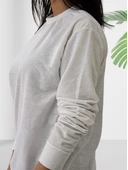 Düz Sıfır Yaka İnce Sweatshirt (Beyaz) thumbnail 4