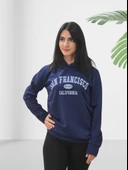 San Fransisco Baskılı Kapüşonlu Swaetshirt (Lacivert) thumbnail 2