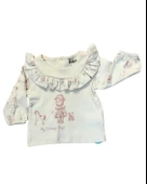 Volanlı Kol Baskılı Kız Bebek Takım (Krem) thumbnail 2