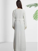 Çizgili Keten Tesettür Kimono thumbnail 3