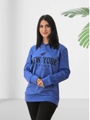 New York Baskılı Kapüşonlu Swaetshirt (Mavi) thumbnail 2