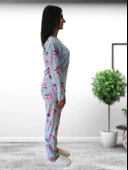 Happy Days Flamingo Desenli Kadın Polar Peluş Pijama Takımı (Yeşil) thumbnail 3