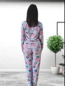 Happy Days Flamingo Desenli Kadın Polar Peluş Pijama Takımı (Yeşil) thumbnail 7