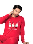 Baskılı Pamuk Erkek Yeni Yıl Pijama Takımı (Noel Baba) - 2