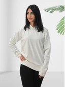 Düz Kapüşonlu Swaetshirt (Beyaz) thumbnail 2