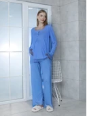 Limissi Viskon Melisa Mavi Pijama Takımı %100 Pamuk thumbnail 5