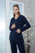Limissi Viskon Düz Lacivert Pijama Takımı %100 Pamuk - 7