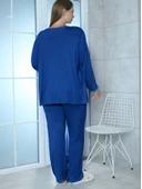 Limissi Viskon Büyük Beden Mavi Pijama Takımı %100 Pamuk thumbnail 4
