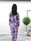Kalp Desenli Kadın Polar Peluş Pijama Takımı (Mor) - 3