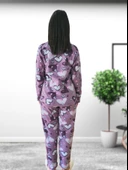 With You Kalp Desenli Kadın Polar Peluş Pijama Takımı (Mor) thumbnail 5